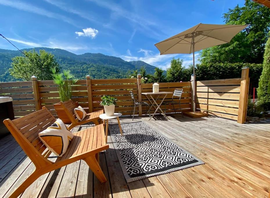 Androsace Appartement Dans Chalet Bois Avec Jacuzzi Privatif Terrasse Et Vue Montagne Les Villards-sur-Thones Bagian luar foto