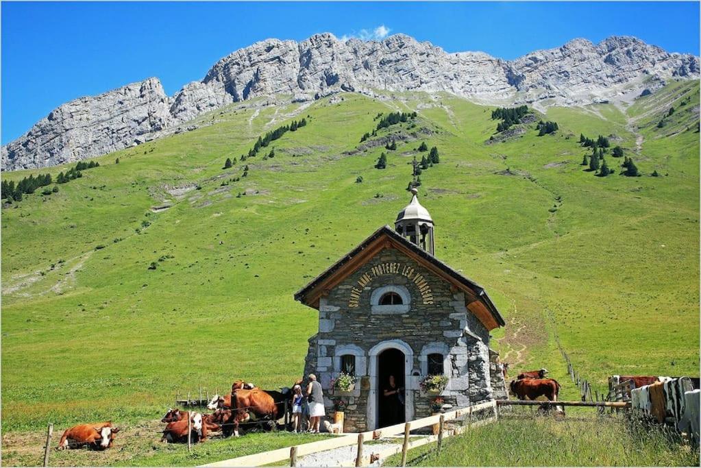 Androsace Appartement Dans Chalet Bois Avec Jacuzzi Privatif Terrasse Et Vue Montagne Les Villards-sur-Thones Bagian luar foto