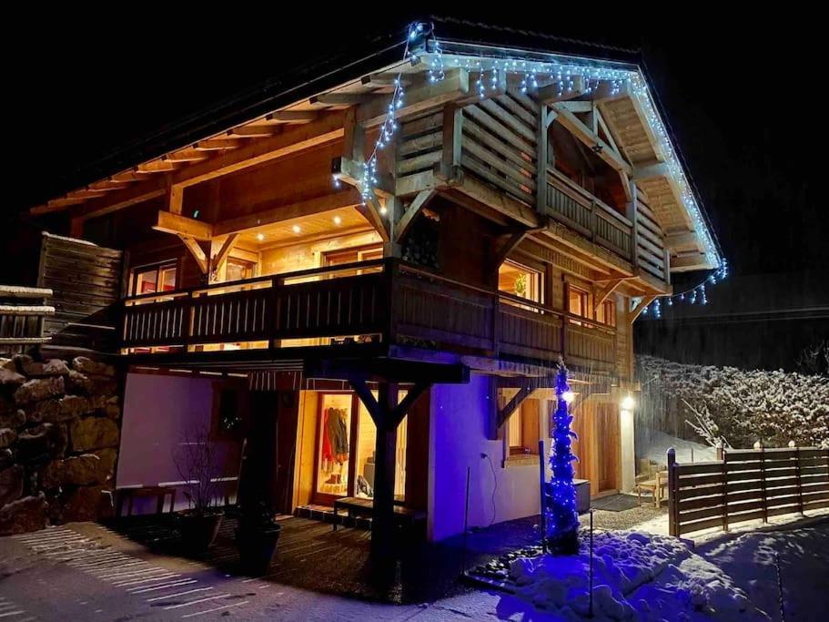 Androsace Appartement Dans Chalet Bois Avec Jacuzzi Privatif Terrasse Et Vue Montagne Les Villards-sur-Thones Bagian luar foto